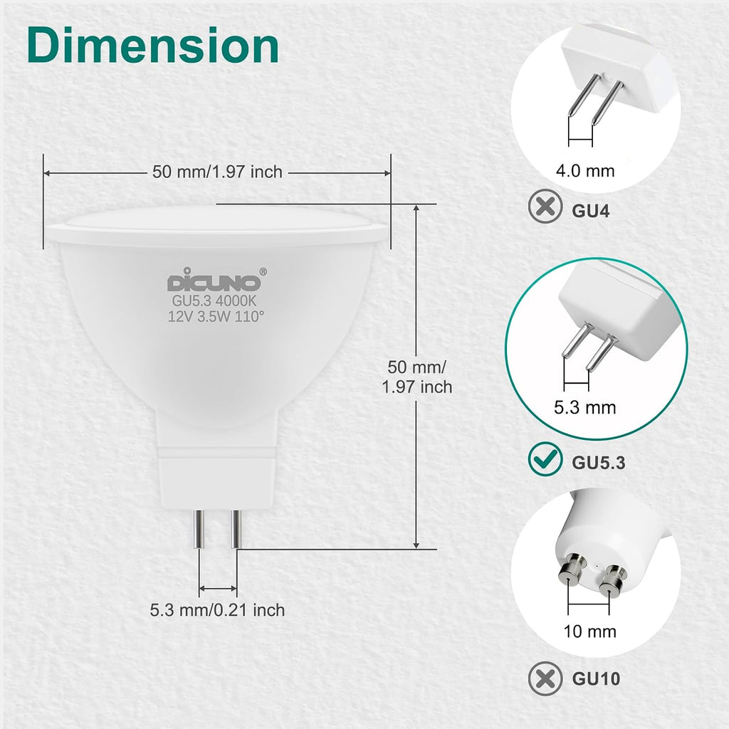 MR16 LED Bulbs 50W Equivalent, 4000K Natural White, 600LM