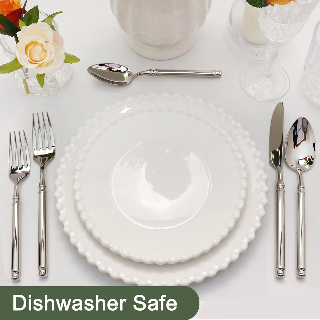 Silverware Set 18/10 Stainless Steel Vintage Flatware Set, 20-Piece Hand Forged Mirror Silver Finish Cutlery
