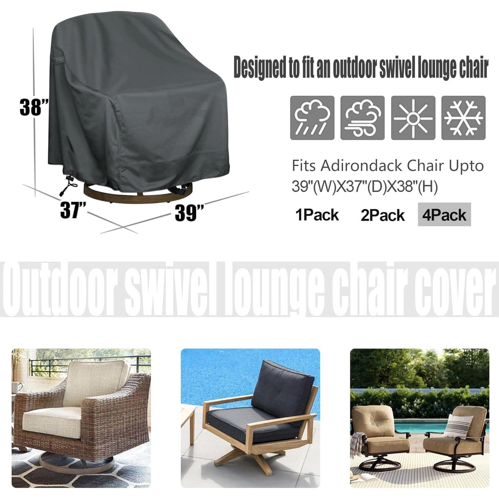Outdoor Swivel Chair Covers 4 Pack, Waterproof 600D Patio Chair Cover