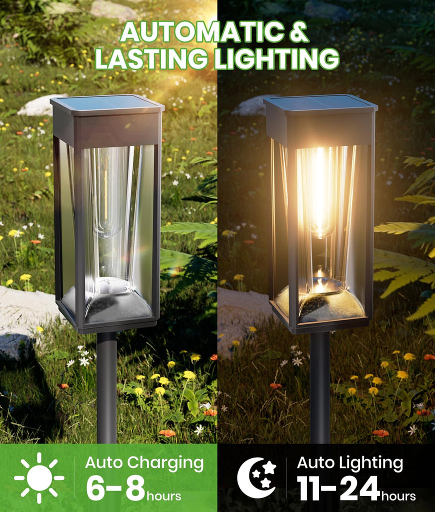 Solar Walkway Lights Outdoor, 2 Pack, 2 Color Modes, IP65