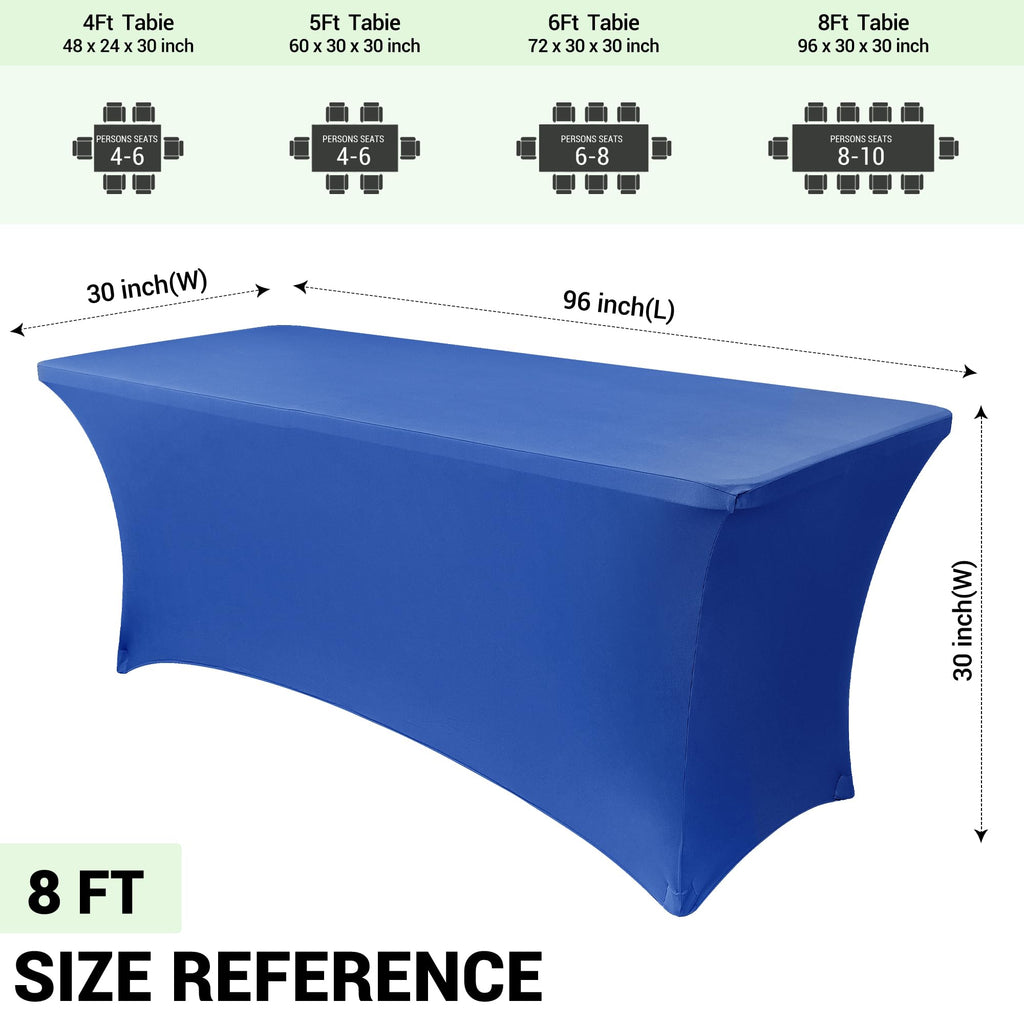 8ft Stretch Spandex Table Cover, 2 Pack, Royal Blue
