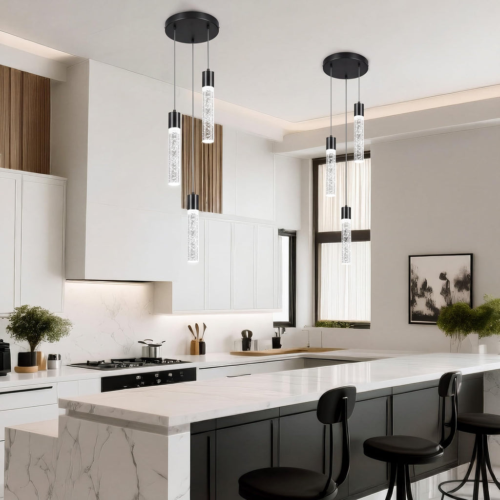 Pendant Lights Kitchen Island, 6500K Modern Kitchen Island Lights Brushed Black, Ceiling Lighting Fixtures
