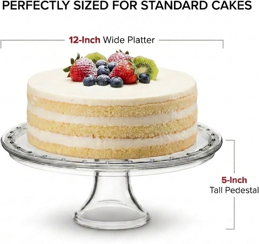 Cake Stand, Crystal Glass Footed Cake Plate Serving Platter - Made in Italy