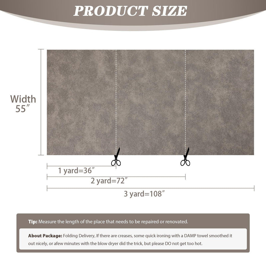 Faux Leather 1.3mm Upholstery Fabric by the Yard 10 Yard Grey Tan