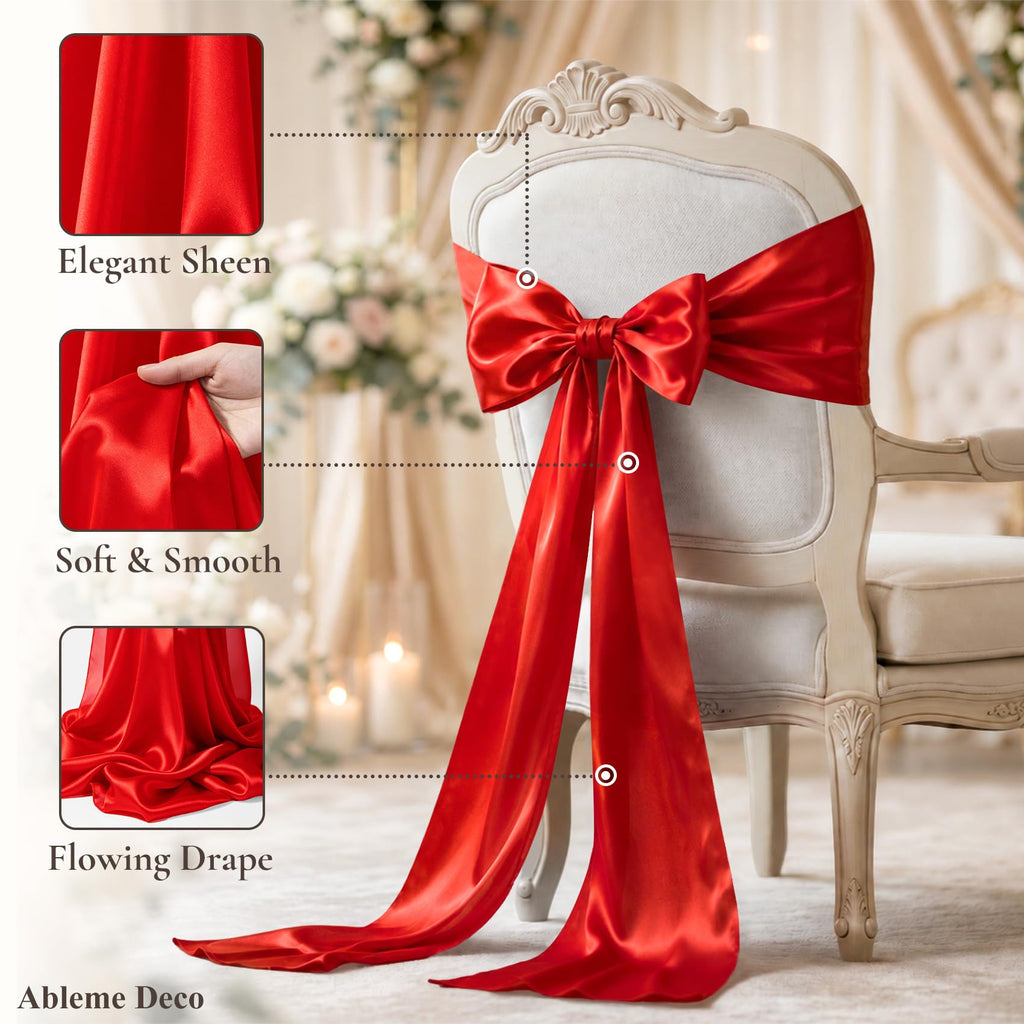 Satin Fabric by The Yard, 59" x 2 Yards, Silky Charmeuse Satin, Red