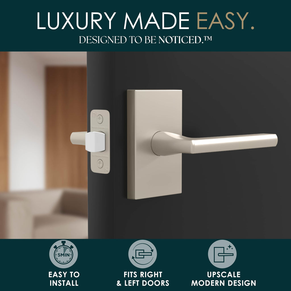 Glamor Passage Door Lever Satin Nickel - Hallway No Lock