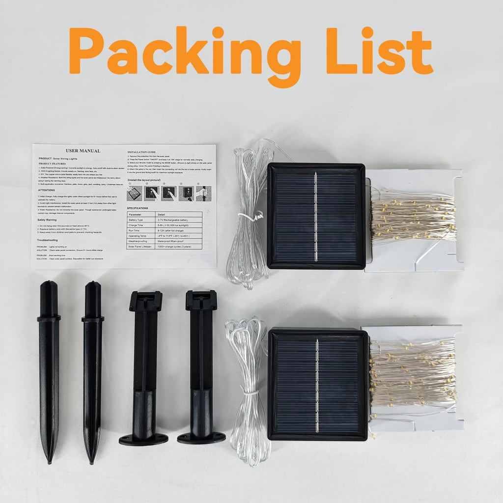 Solar String Lights Outdoor Waterproof 6 Pack Total 198ft White