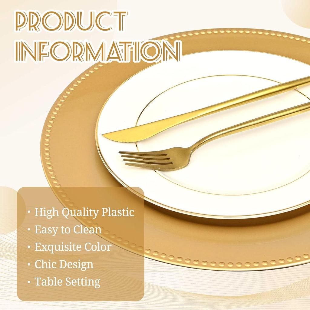 13" Gold Charger Plates 24 Pack Charger Plates Bulk - Set of 24