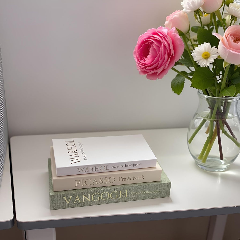 Decorative Books - Linen Faux Fake Books for Decor Aesthetic, Decorative Book for Coffee - Set of 3