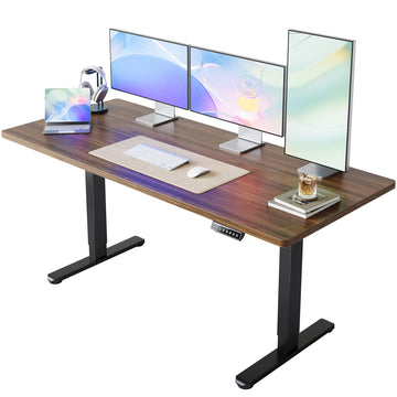 63x28 Inch Electric Standing Desk, Height Adjustable, Black Walnut