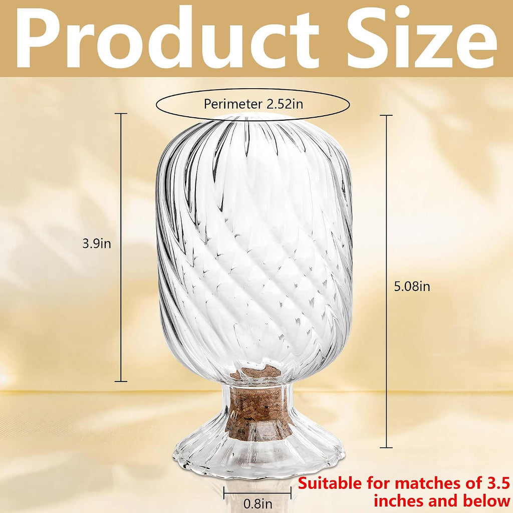 Helix Shaped Match Holder, Glass Matches Cloche for 3.5 Inch