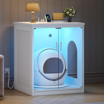 Cat Litter Box Enclosure, See Through Auto Litter Box Furniture