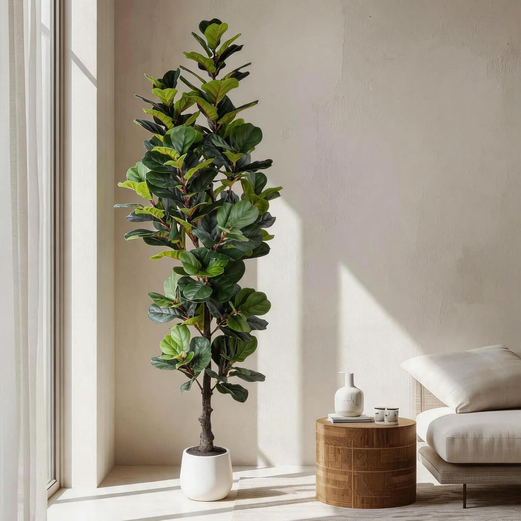 6FT Dense Fiddle Leaf Fig Tree, Tall Artificial Plant Indoor
