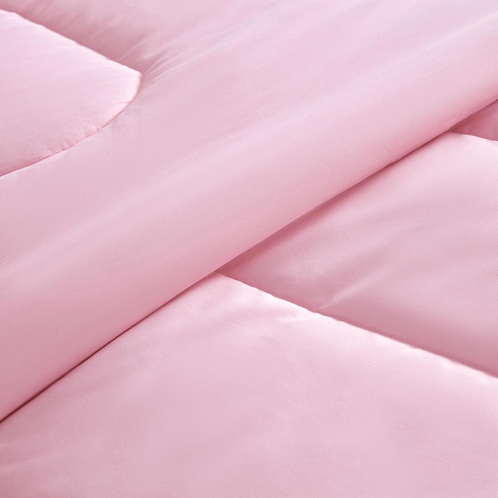 Kids Pink Bedding Comforter Set Full/Queen - Super Soft & Cute Printed 3-Piece Comforter Set All Seasons for Girls