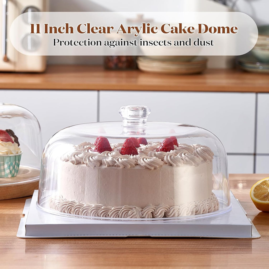 11-inch Plastic Acrylic Cake Dome Cover, Suitable for Cake Stand Plates Transparent Cake Cover(Transparent Handle)