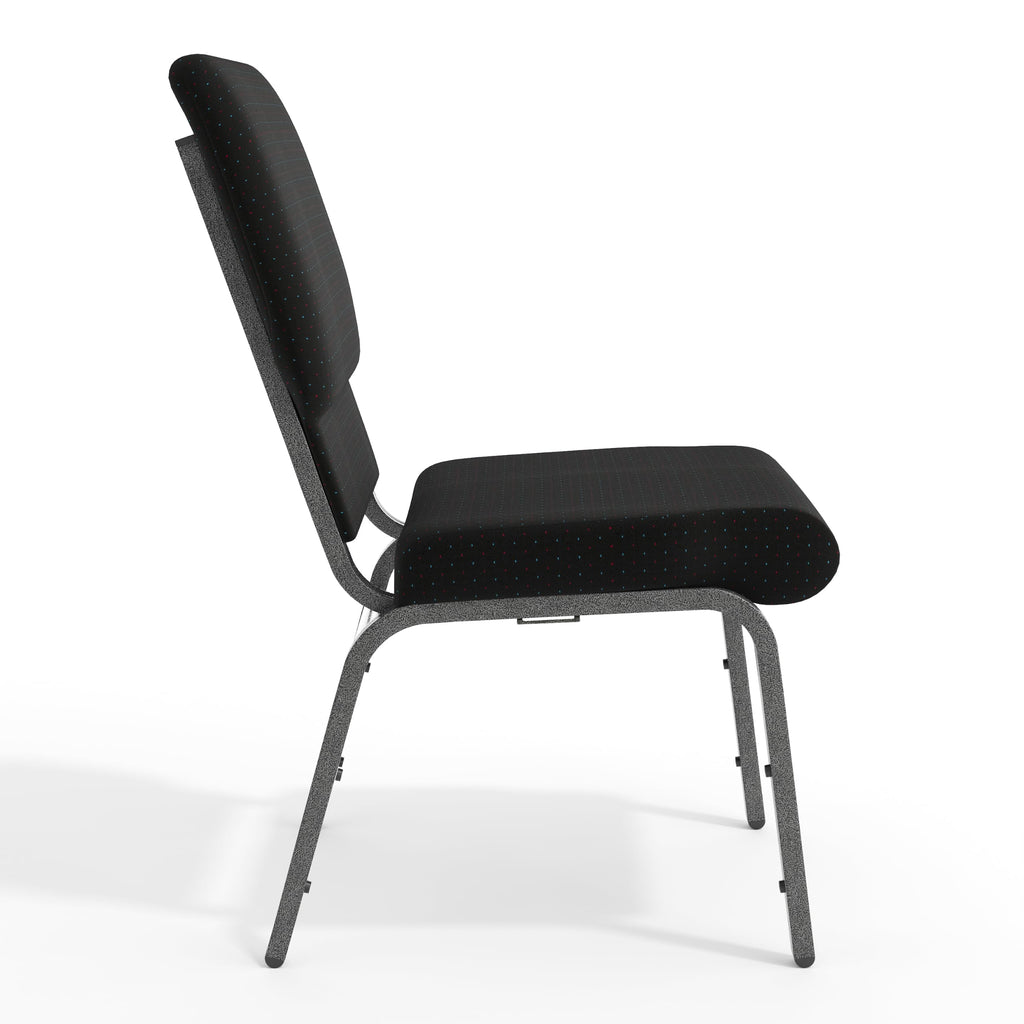 Black Patterned 18.5" W Stacking Church Chair, 4-Pack