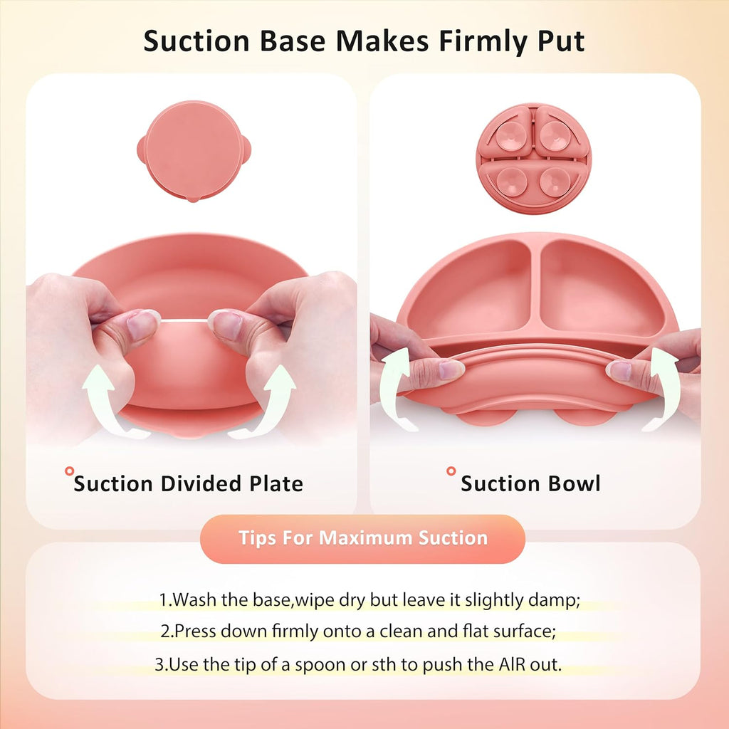 Piece Silicone Baby Feeding Set for Baby Led Weaning, Pink