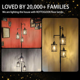 Dimmable Farmhouse Floor Lamp, Industrial Floor Lamp with 3 X 6W LED Bulbs, 3 Light Rustic Standing Tall Lamp, 68"