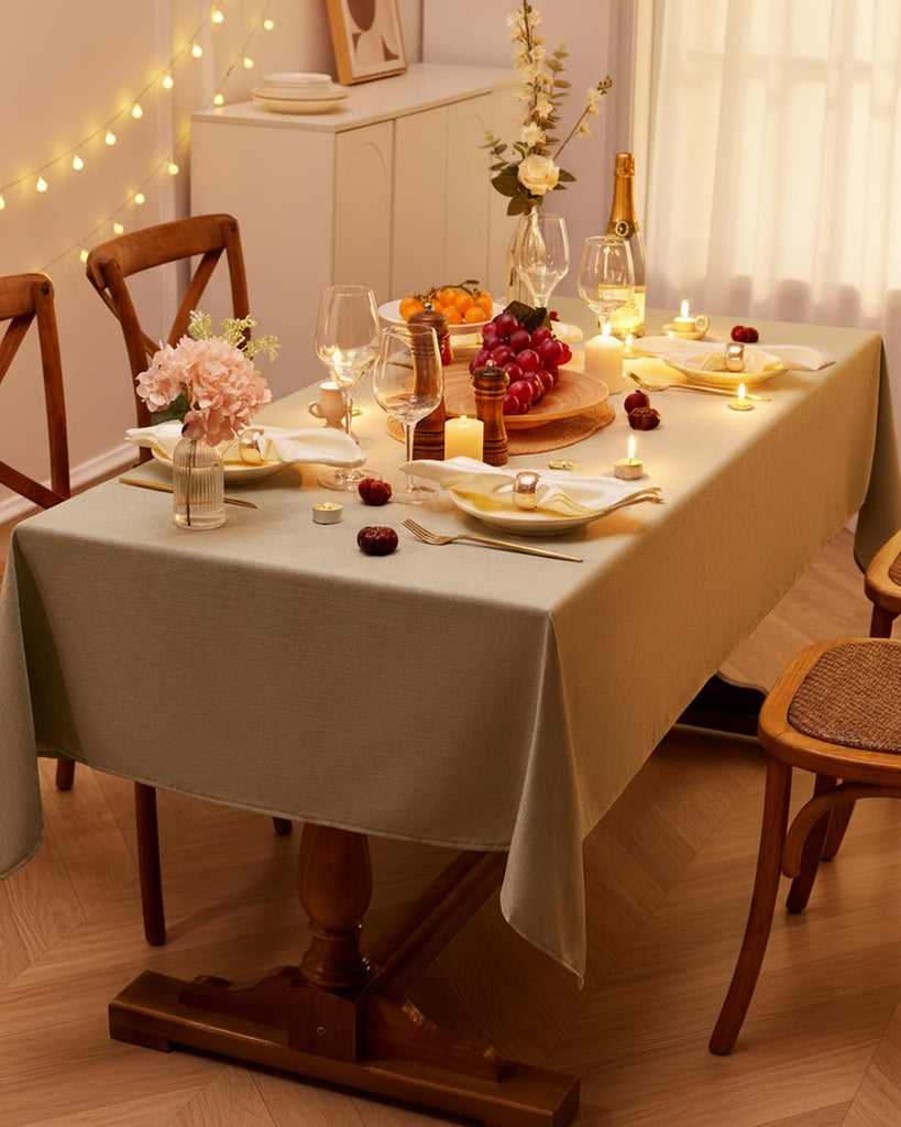 Rectangle Linen Tablecloth Waterproof & Stain Resistant, Wrinkle-Free Table Cloth Adds Elegance and Protection, Ideal