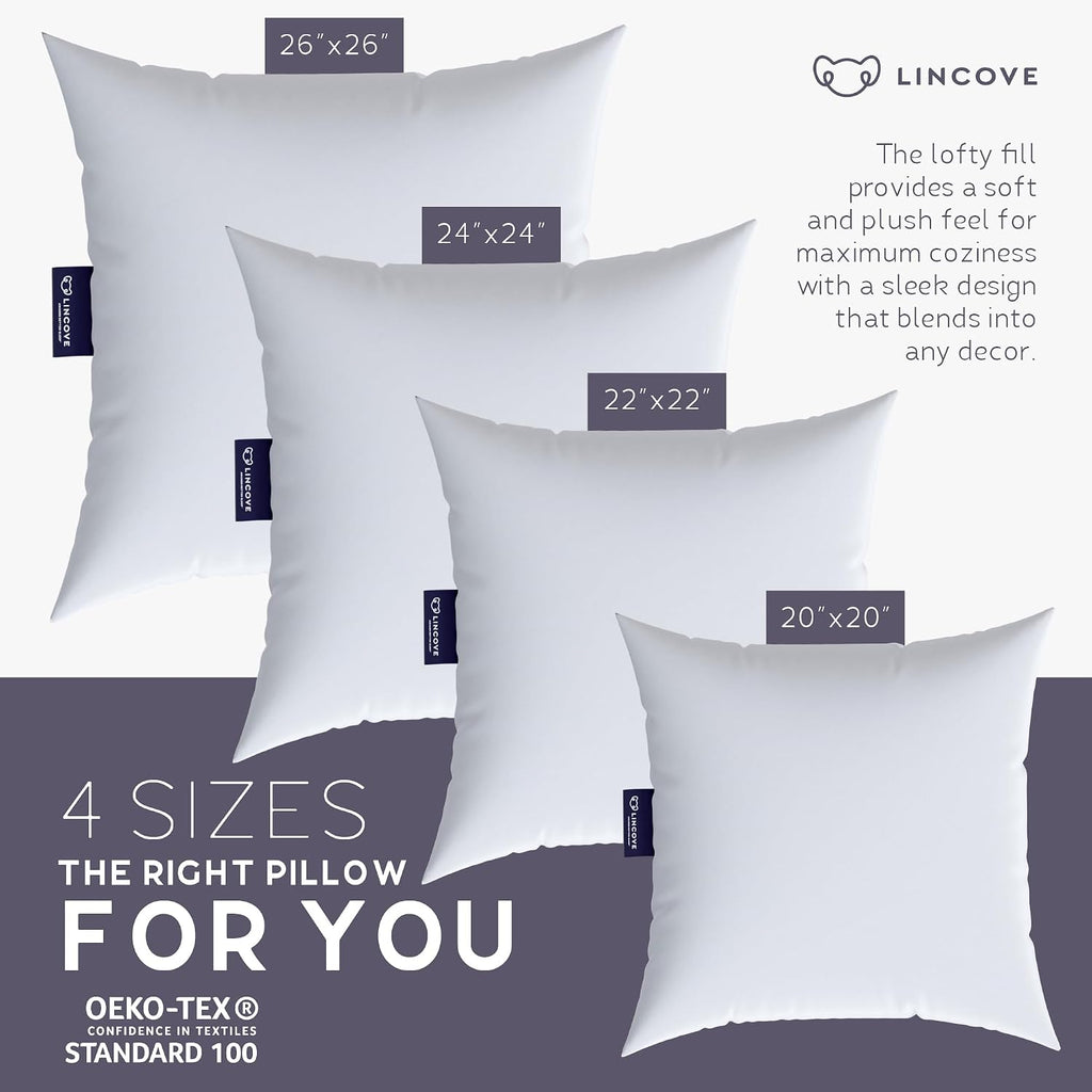 Euro Throw Pillow Insert Square 20"x20" Pillow - Made in Canada, 100% Cotton Shell, Down Alternative Filling
