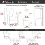 Syracuse Home Theater Seating | Premium Top Grain Nappa 9000 Leather, Power Recliner, LED Lighting (Row of 4, Black)