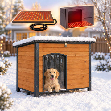 Large Outdoor Insulated&Heated Dog House Weatherproof Dog Kennel