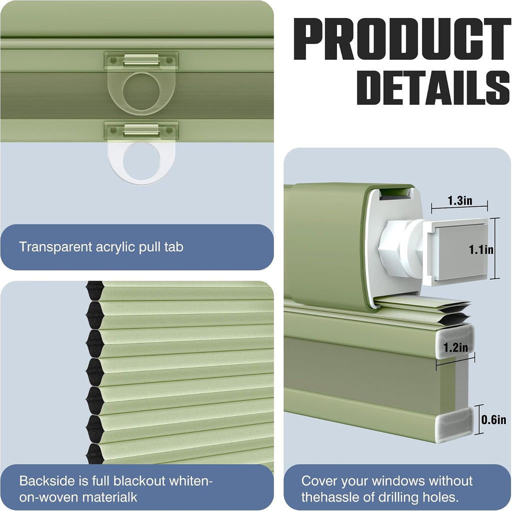 No Drill Top Down Bottom Up Cellular Shades, Cordless Honeycomb Shades