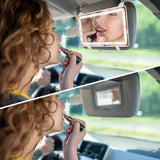 Car Sun Visor Vanity Mirror with Lights, Rechargeable Car Makeup Mirror Accessories, Birthday Gifts for Women Girl, 3