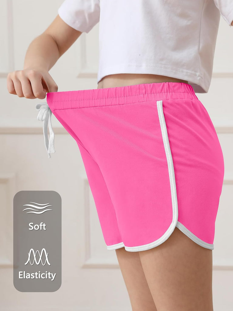 5 Pack Girls Athletic Shorts Cotton Toddler Girls Running Shorts