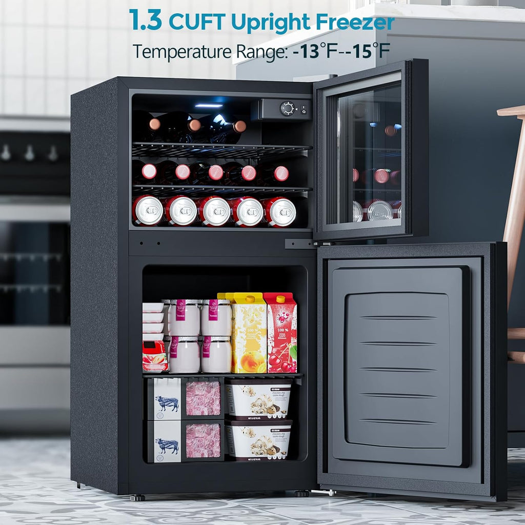 2.6 Cu.Ft Mini Fridge with Freezer, 2 Door Compact Refrigerator, Freestanding Be