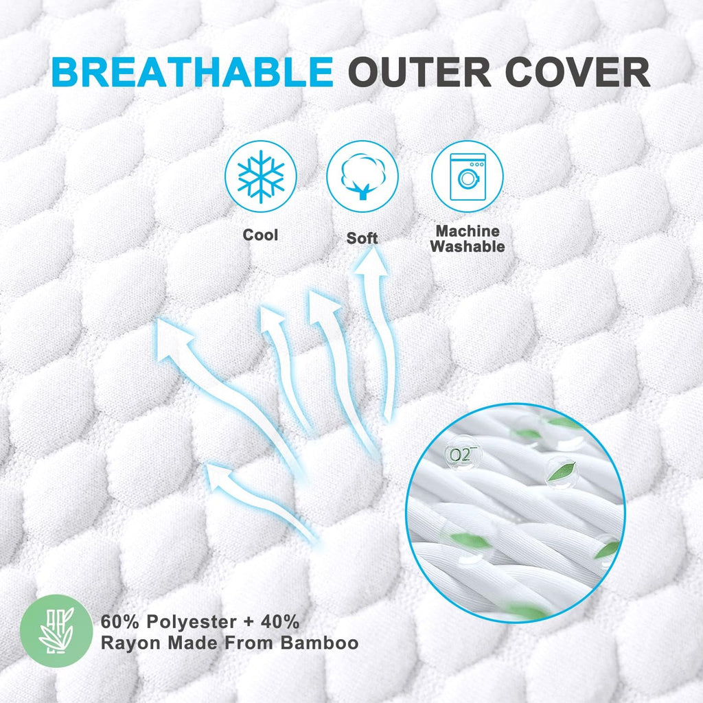 Cooling Shredded Memory Foam Bed Pillows, King Size, Set of 2, 20 x 36 in | Adjustable Firm, Supportive, Breathable