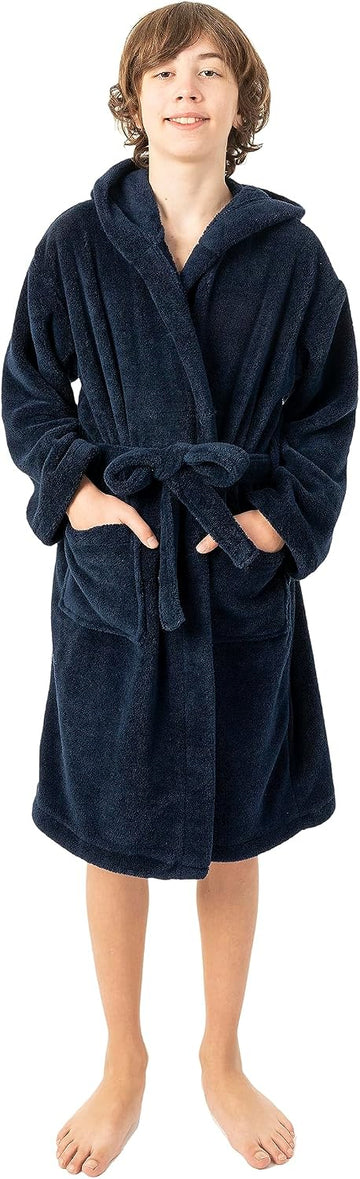 Boys Kids Microfiber Fleece Hooded Robe