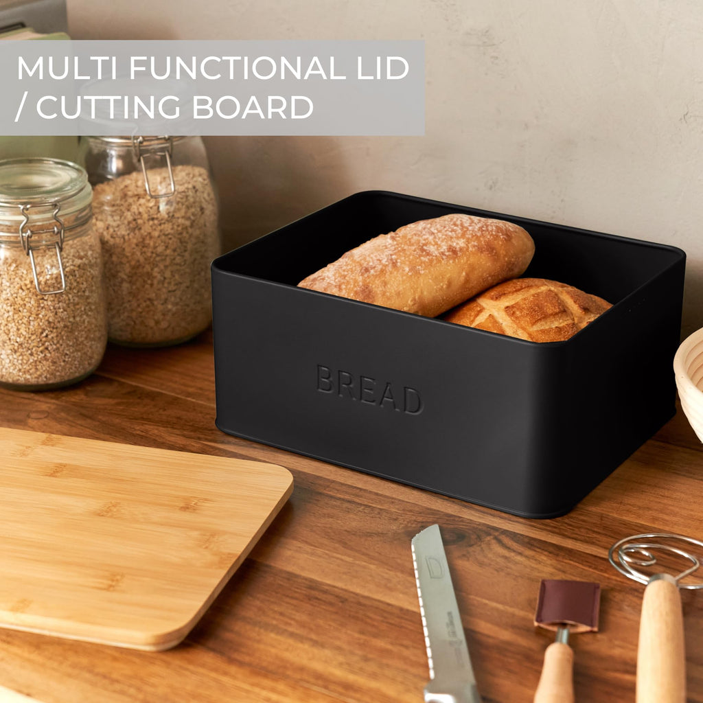 Bread Box - Beautiful With Wooden Lid For Your Kitchen Countertop