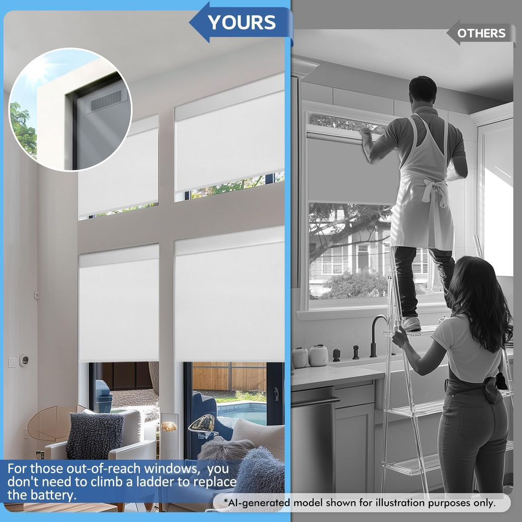 Motorized Blinds with Remote, Blackout Blinds with Solar Panel