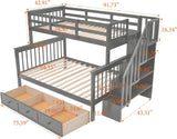 Twin Over Full Stairway Bunk Bed with Drawers
