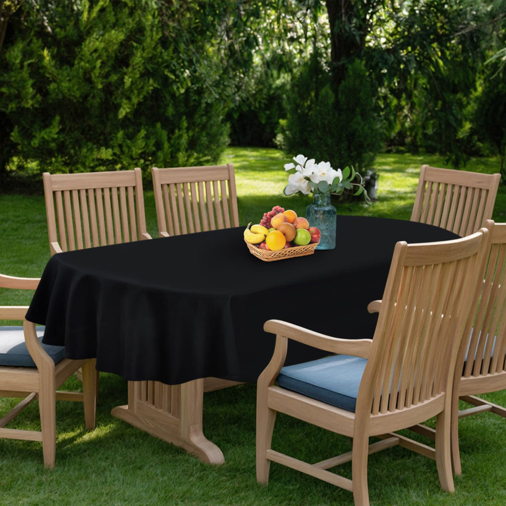 Black Oval Tablecloth 60 x 102 inch, Washable Table Cloth