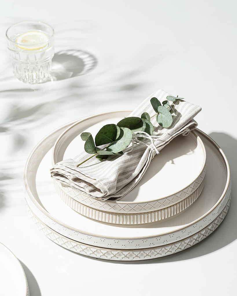Dinnerware Sets, Plates and Bowls Sets (10.5" Dish + 8" Dish + 6" Bowl) for 4, Microwave and Dishwasher Safe, Ceramic