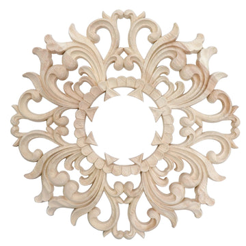 1PCS Ceiling Medallion 11.81"ODx3.15"ID Rubber Wood,Style 8