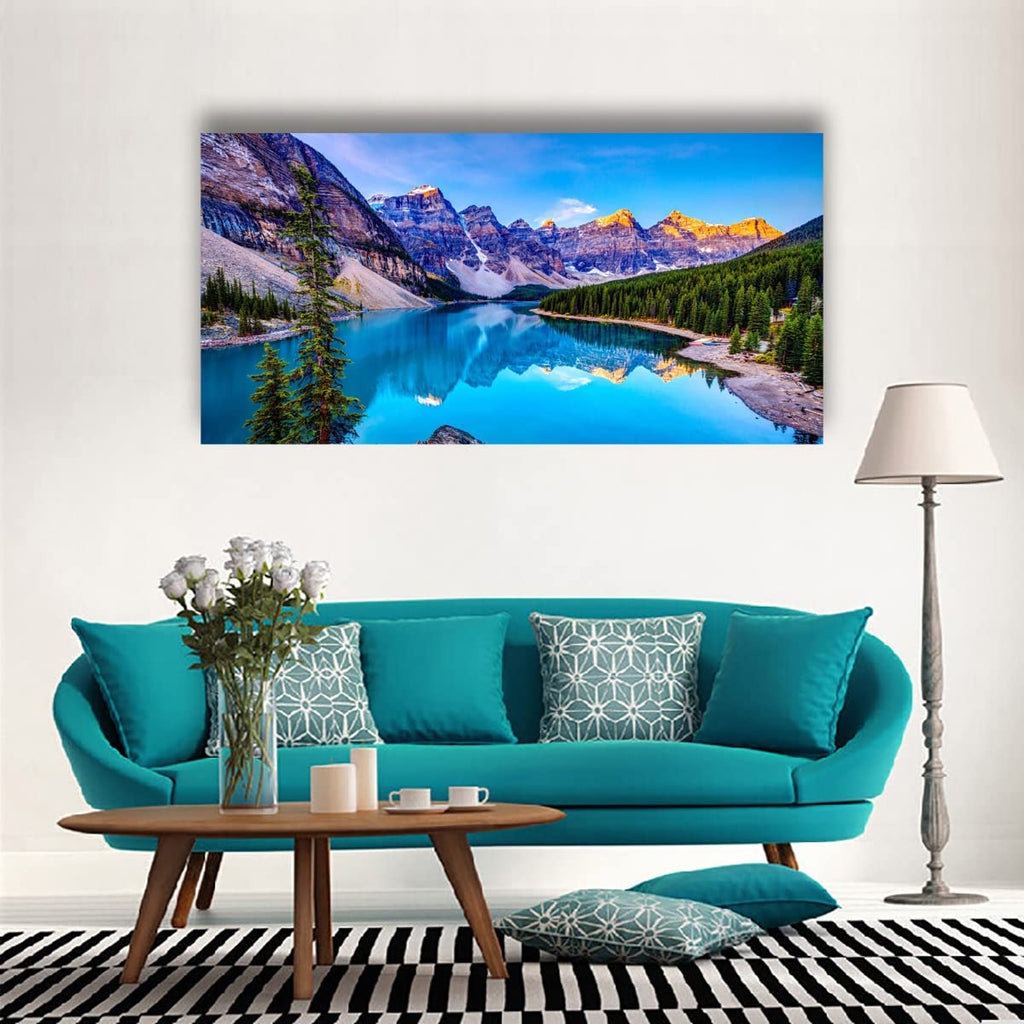 Wall Art Lake Mountain Landscape Picture Print Canvas Wall Art Modern Giclee Artwork Home Decor Stretched and Framed
