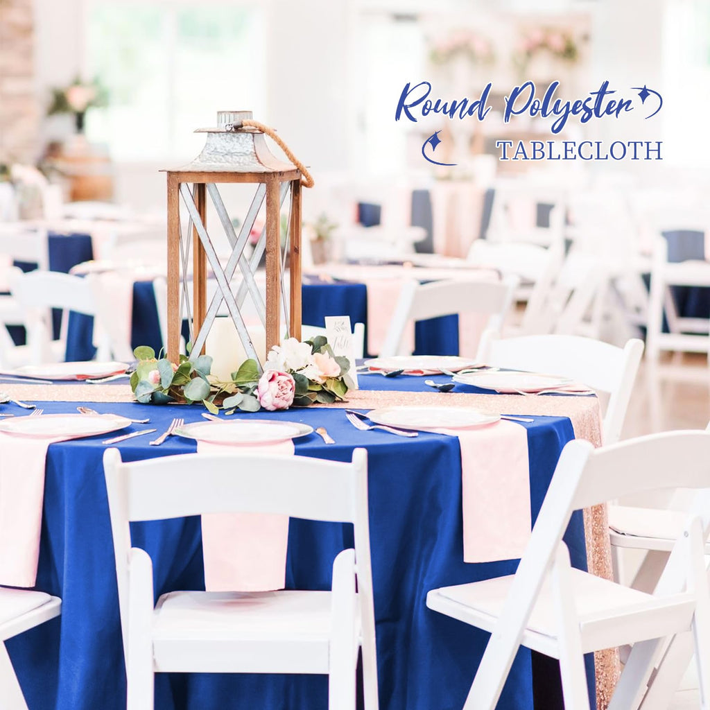 12 Packs 120 Inch Royal Blue Round Polyester Tablecloths