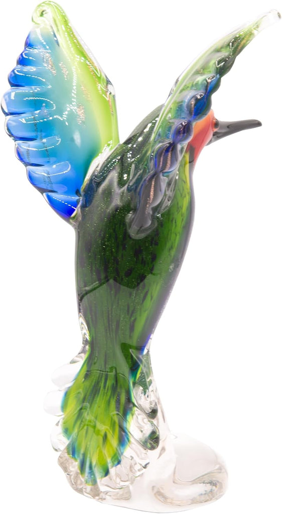 Art 10" Tall Hummingbird Handcrafted Murano-Style Figurine Decor, Living Room, Bed Room, Home Office