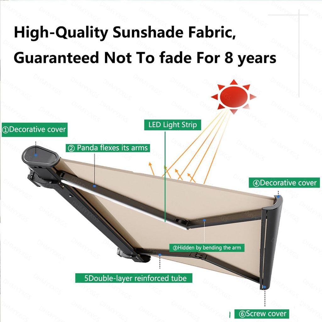 Electric Retractable Patio Awning - Motorized Sunshade Shelter, Waterproof & UV-Resistant Canopy for Deck, Balcony