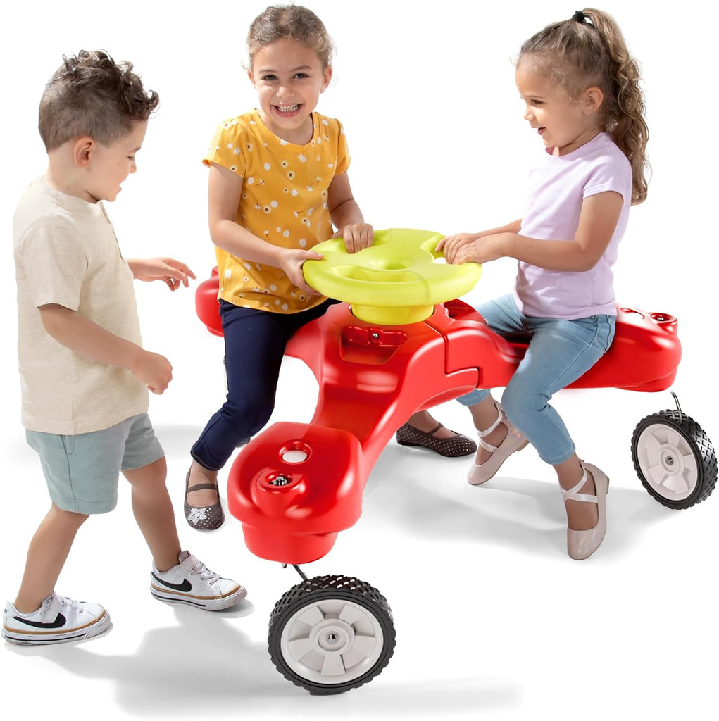 Boomerang Bike Ride-On Trike Toy for Ages 1.5-5, Accommodates Up to 3 Kids, Swivel Caster Wheels, 32" x 32" x 19.5"