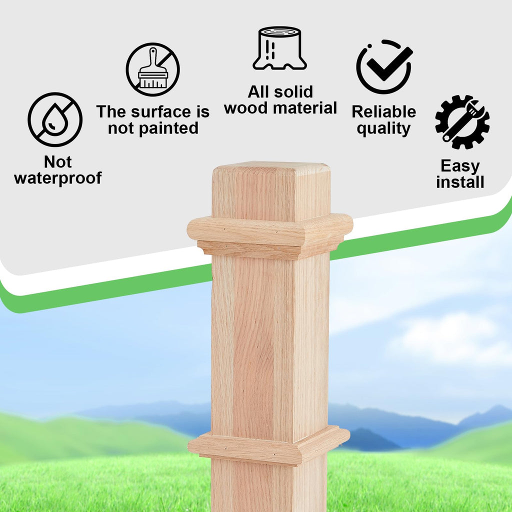 3.5 X 48 Inch Square Newel Post Red Oak Solid Wood Box Newel