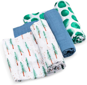 Soft Muslin Baby Swaddle Blankets, 3 Pack - Timber Set