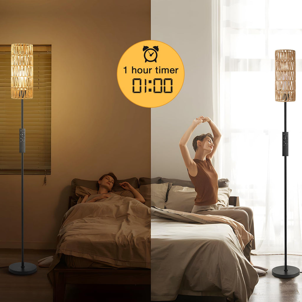 64'' Floor Lamps with Remote Control and Stepless Dimmable Colors Temperature & Brightness, Boho Black Standing Lamp