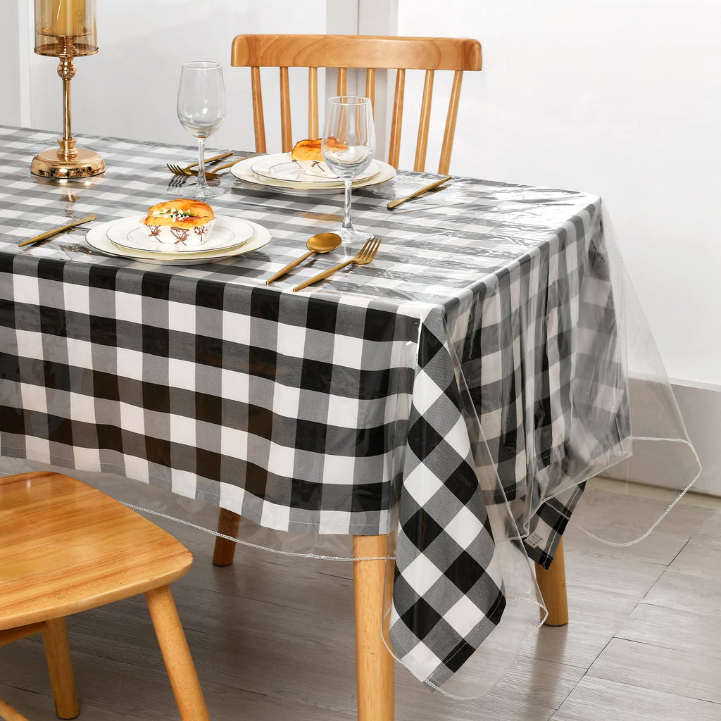 60" x 140" Clear Plastic Tablecloth 100% Waterproof Vinyl Table Cover