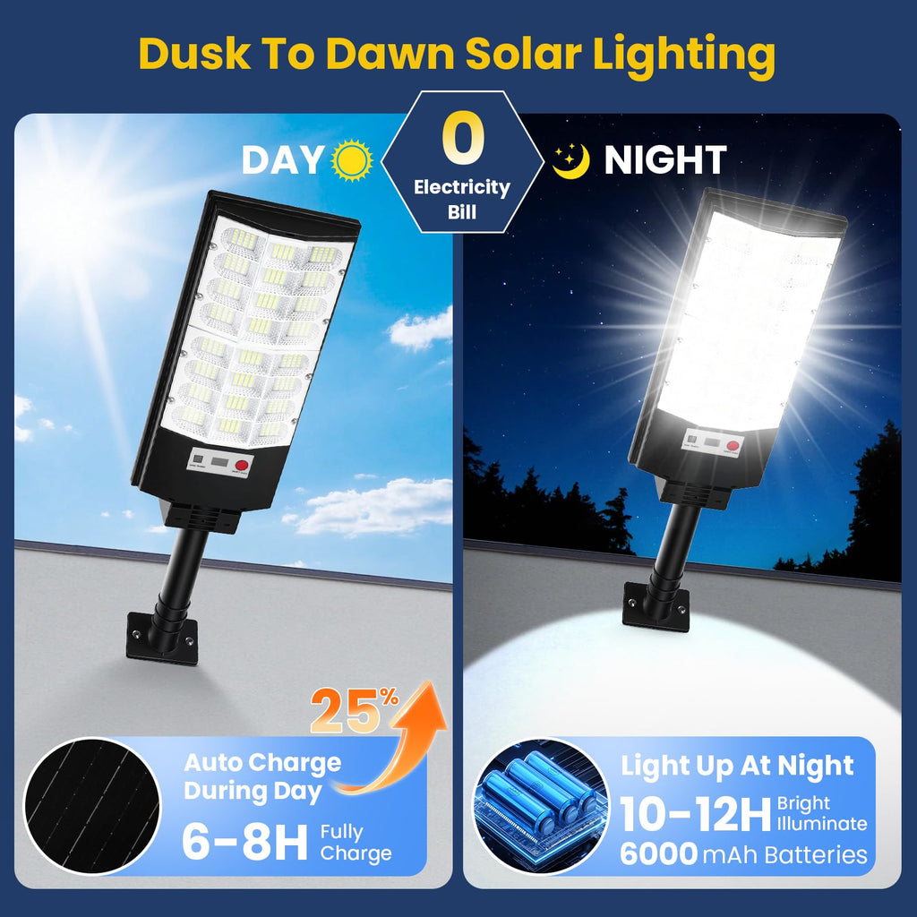 2-Pack Solar Street Lights Outdoor Waterproof, Solar Lights with Motion Sensor, LED Flood Light with Remote