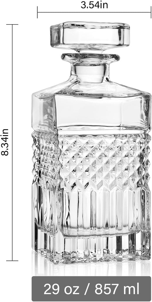 Whiskey Decanter, 29oz Liquor Decanter with Glass Stopper in Gift Box, Premium Bourbon Decanter, Crystal Scotch - Set of 5