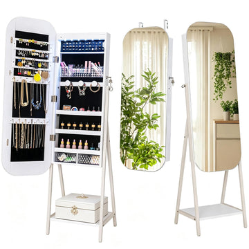 3-in-1 Jewelry Cabinet Standing, Wall Mount & Over the Door, White